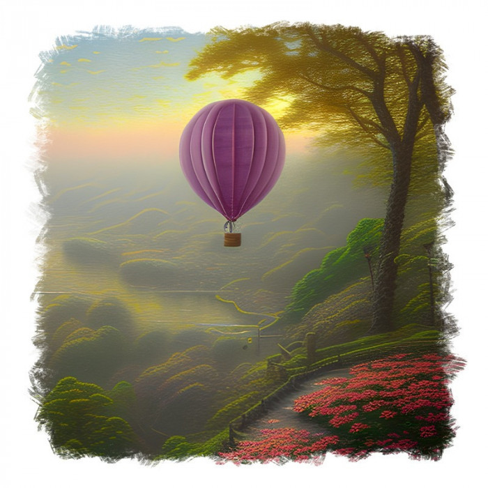 Sticker decorativ Balon cu aer cald, Multicolor, 55 cm, 11300ST