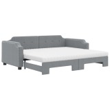 Cumpara ieftin Pat de zi cu extensie si saltele, gri deschis 100x200 cm textil