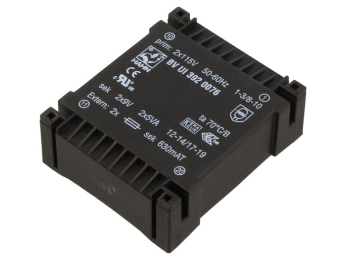 Transformator &icirc;ncapsulat 10VA 115V 9Vx2 PCB