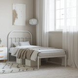 VidaXL Cadru pat metalic cu tăblie, alb, 90x200 cm