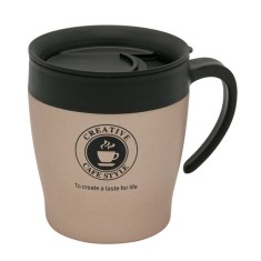 Cana metalica izotermica cu capac si maner, Kopenpal, Metal/Plastic, Maro, 350 ml foto