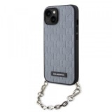 Husa pentru Apple iPhone 14, Karl Lagerfeld, Saffiano Monogram Chain, Argintie