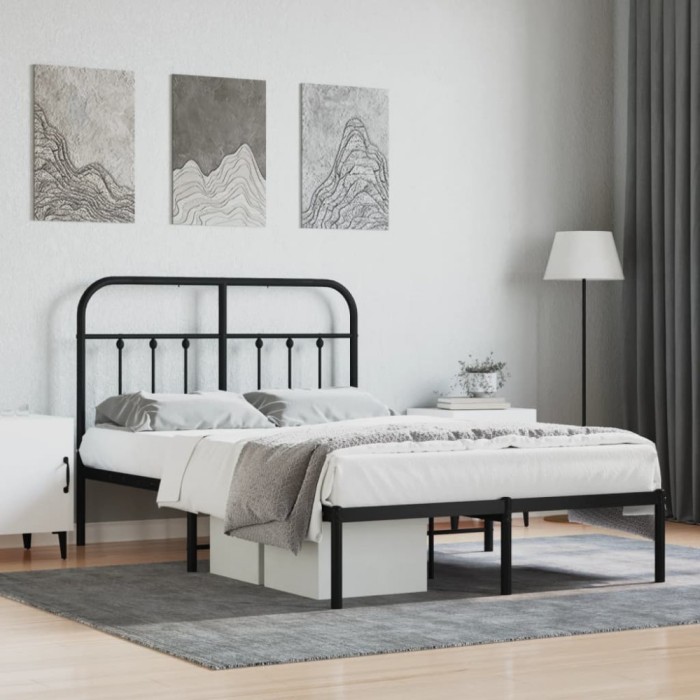 Gossi cadru de pat metalic cu tablie, negru, 120x190 cm