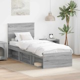 vidaXL Cadru de pat Gri Sonoma 75 x 190 cm Lemn de pin masiv 3410668