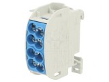 Bloc de distribuție electric 25mm2, 4 borne, TS35