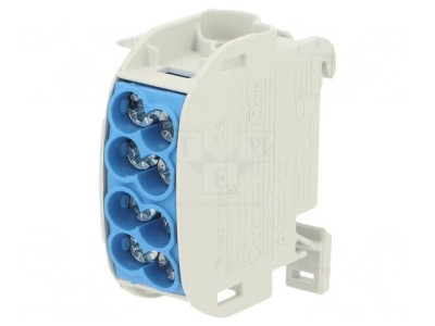 Bloc de distribuție electric 25mm2, 4 borne, TS35 foto