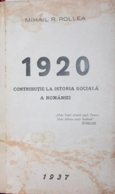 1920 CONTRIBUTIE LA ISTORIA SOCIALA A ROMANIEI foto
