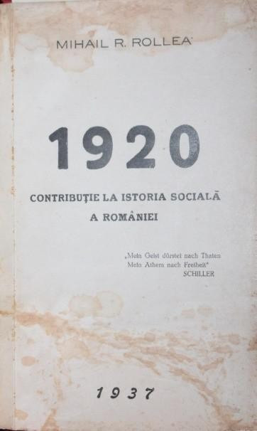 1920 CONTRIBUTIE LA ISTORIA SOCIALA A ROMANIEI
