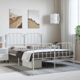 VidaXL Cadru pat metalic cu tăblie de cap/picioare&nbsp;, alb, 135x190 cm