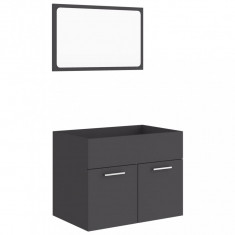 Set mobilier de baie, 2 piese, gri, PAL