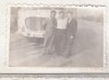 Bnk foto Excursionisti langa autocar Skoda 706 RTO, Alb-Negru, Romania de la 1950, Transporturi