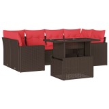 Cumpara ieftin Set canapele de gradina cu 7 piese si perne, poliratan maro
