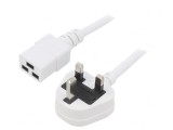 Cablu de Alimentare 2m Alb 13A 3x1,5mm2 BS 1363 la IEC C19