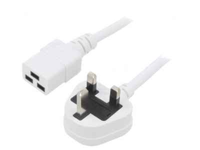 Cablu de Alimentare 2m Alb 13A 3x1,5mm2 BS 1363 la IEC C19 foto