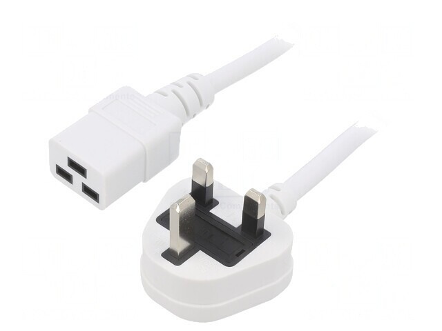 Cablu de Alimentare 2m Alb 13A 3x1,5mm2 BS 1363 la IEC C19