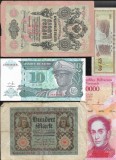 Set 5 Bancnote Straine Colectie, Diverse Tari, #390: Deutsche Mark, Chile. Lot Bancnote Internationale