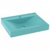 Chiuvetă baie lux, orificiu robinet verde mat 60x46 cm ceramică