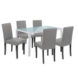 Cumpara ieftin Set de masă Mira 6+1 alb-gri
