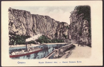 3175 - ORSOVA, Danube Kazan, ship, cart, Romania - old postcard - unused foto