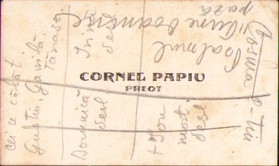 HST A2573N Carte vizită preot greco-catolic C Papiu, Nicula, Rona, Orman, 1942 foto