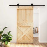 Cumpara ieftin Usa glisanta Natural si Negru 95 x 210 cm Lemn de Pin Solid