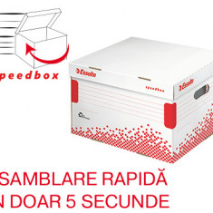 Container Arhivare Si Transport Esselte Speedbox, Cu Capac, Carton, Dimensiune L, Alb