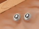 Cumpara ieftin Cercei din Argint 925 , zVintage Cameo, , Design Retro Circular cu Detalii Texturate E i Email