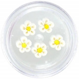 Decorațiuni unghii - flori acrilice, albe, cu centrul galben
