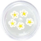 Decorațiuni unghii - flori acrilice, albe, cu centrul galben, INGINAILS