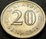 Cumpara ieftin Moneda exotica 20 SEN - MALAEZIA, anul 1977 * cod 5310 = UNC, Asia