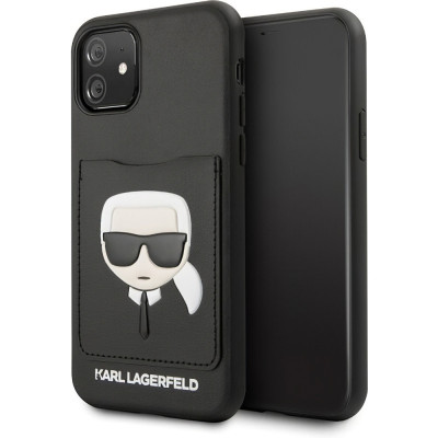 Husa TPU Karl Lagerfeld CardSlot pentru Apple iPhone 11, Neagra KLHCN61CSKCBK foto