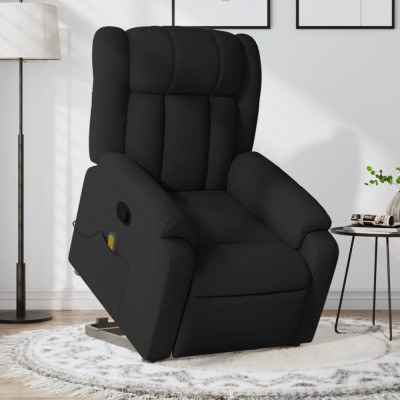 vidaXL Fotoliu rabatabil de masaj, cu ridicare, negru, material textil 3205330 foto
