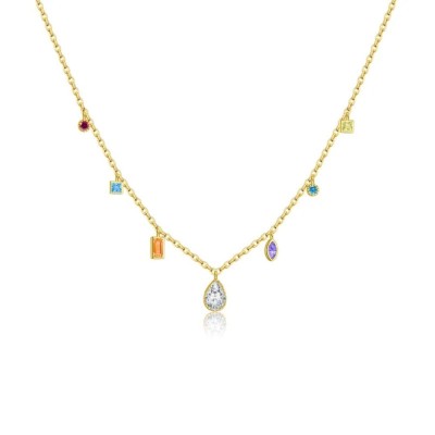 Colier din argint cu cristale multicolore foto