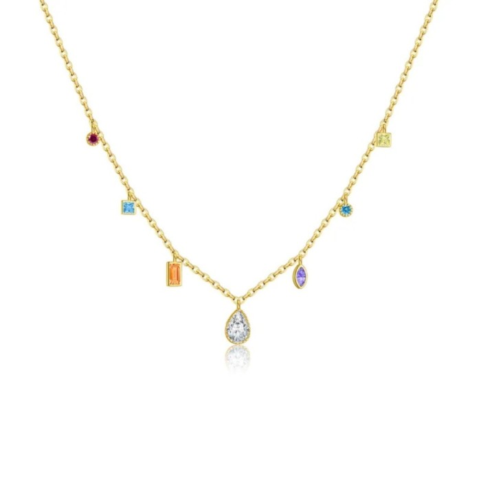Colier din argint cu cristale multicolore