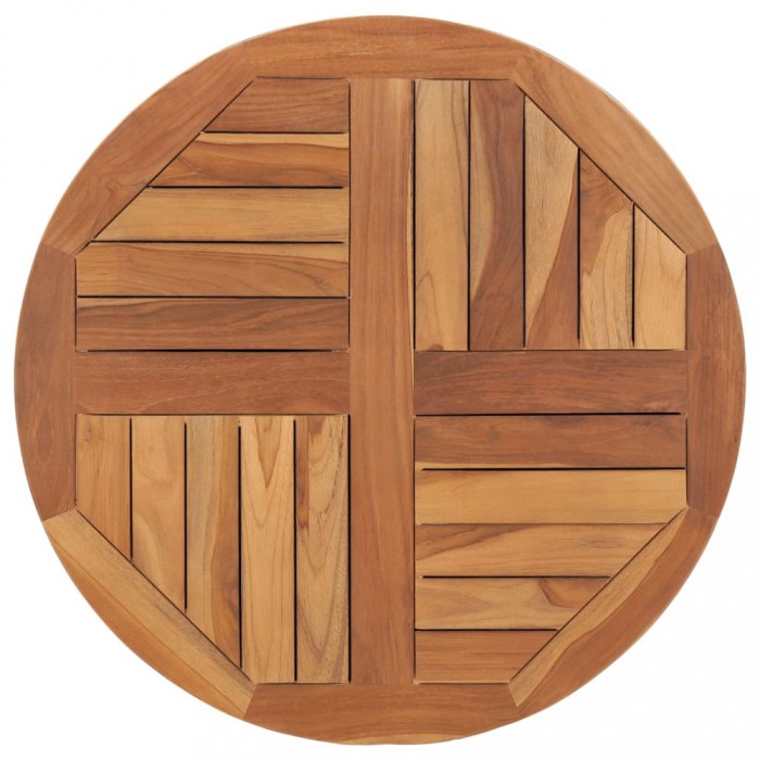Gossi blat de masa rotund, 70 cm, lemn masiv de tec, 2,5 cm