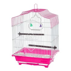 Colivie Patrata 39 x 30 x 23 cm, pentru pasari exotice, Tava Roz