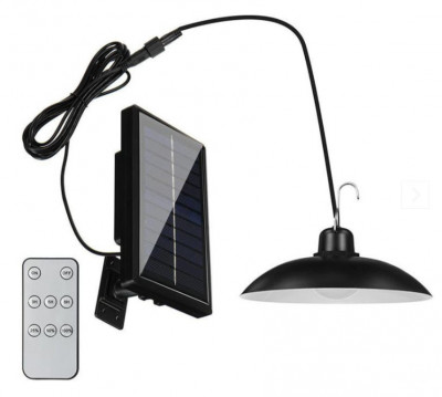 Lampa LED solara cu abajur si telecomanda, 30W foto