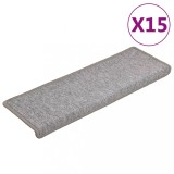 Cumpara ieftin Covorase pentru scari, 15 buc., 65x21x4 cm, gri deschis, cu margini dreptunghiulare
