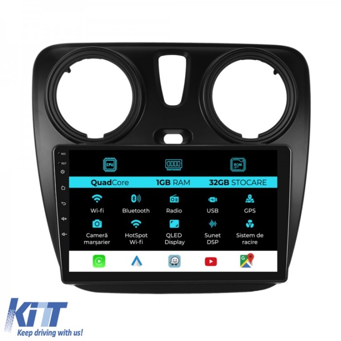 Navigatie Dedicata Dacia Dokker Lodgy (2012-2020), 9Inch, 1Gb Ram, 32Gb Stocare, Carplay Performance AutoTuning