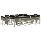 Cumpara ieftin Set mobilier de gradina cu perne 15 piese gri deschis poliratan