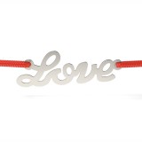 Bratara din argint cu snur rosu model True Love, Atcom