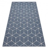 Covor sisal Flat 48721/591 Cuburi 3D albastru, 80x150 cm, Dreptunghi