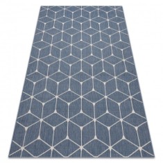 Covor sisal Flat 48721/591 Cuburi 3D albastru, 120x170 cm