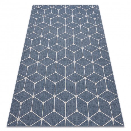 Covor sisal Flat 48721/591 Cuburi 3D albastru, 120x170 cm