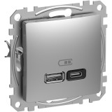 Priza USB tip A+C 45W Schneider Sedna aluminiu SDD113404