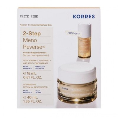Cremă de zi hidratantă Korres White Pine &amp;icirc;n 2 pași Meno Reverse White Pine Volumizant Serum, 40 ml și cadou Ser facial antirid profund + anti-pete de foto