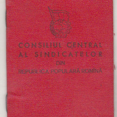 bnk div Consiliul Central al sindicatelor RPR 1959 - carnet de membru