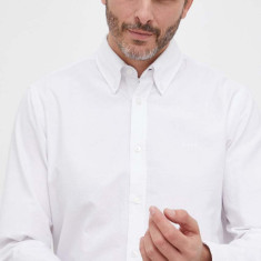 BOSS cămașă din bumbac ORANGE bărbați, culoarea alb, cu guler italian, regular 50489341