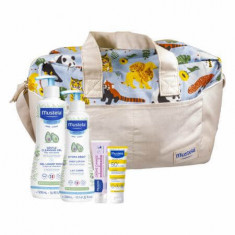 Pachet Gel curatare 500 ml + Hydra bebe corp 300 ml + Lotiune protectie solara 40 ml + Vitamin barrier 50 ml + Geanta, Mustela