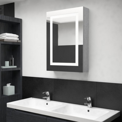 Dulap de baie cu oglinda si LED, gri beton, 50x13x70 cm GartenMobel Dekor foto